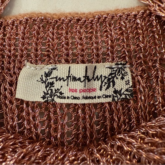 Intimately Free People Gold Coast Metallic Knit Bodysuit Womens XS Rose Gold - Picture 8 of 13